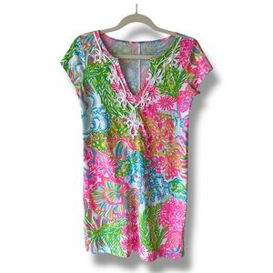Lilly Pulitzer Brewster T-Shirt Dress in More Lovers Coral Print Size XS